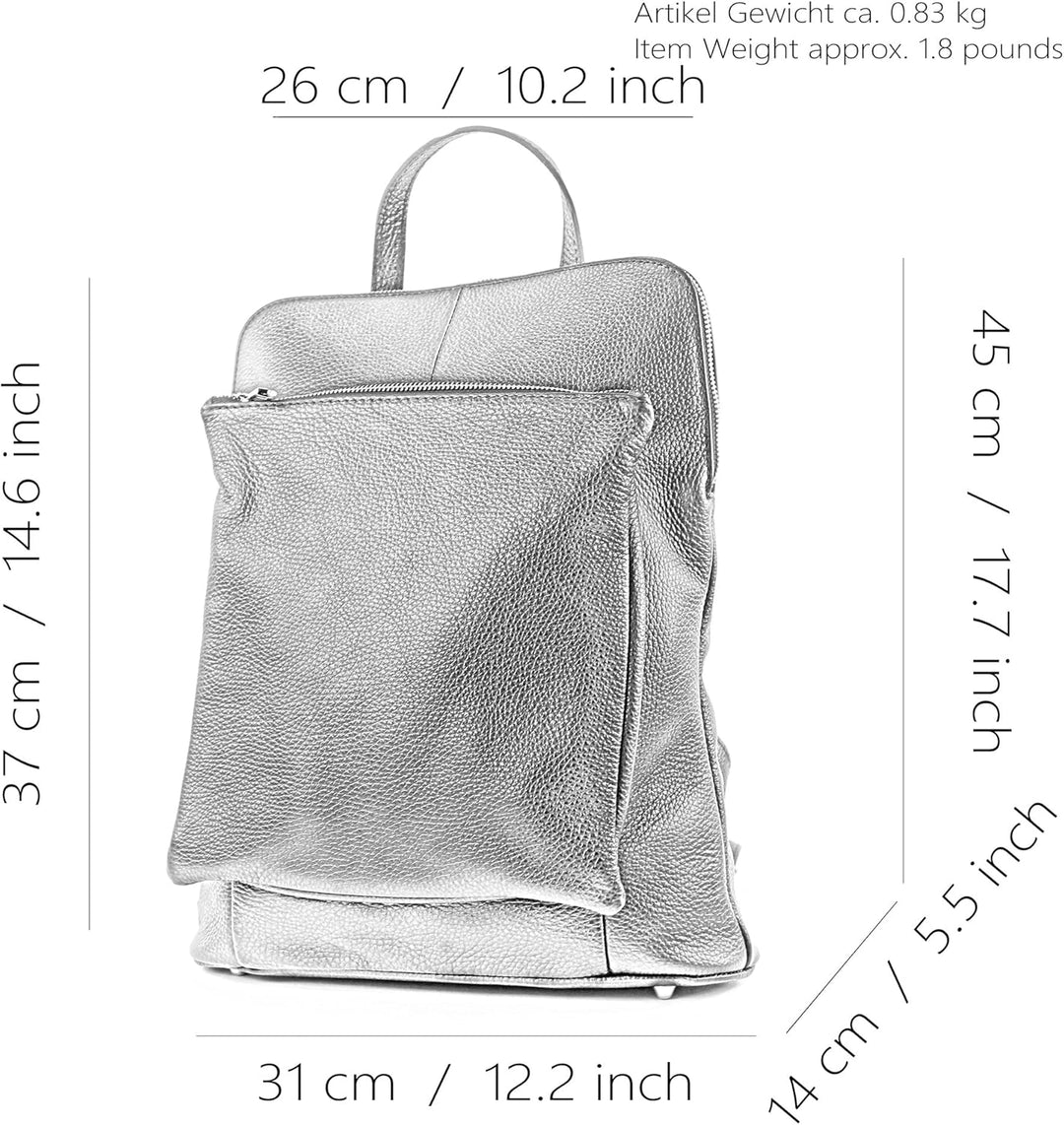 modamoda de - T141 - ital Damen Rucksacktasche 3in1 aus Leder Altrosa, Altrosa
