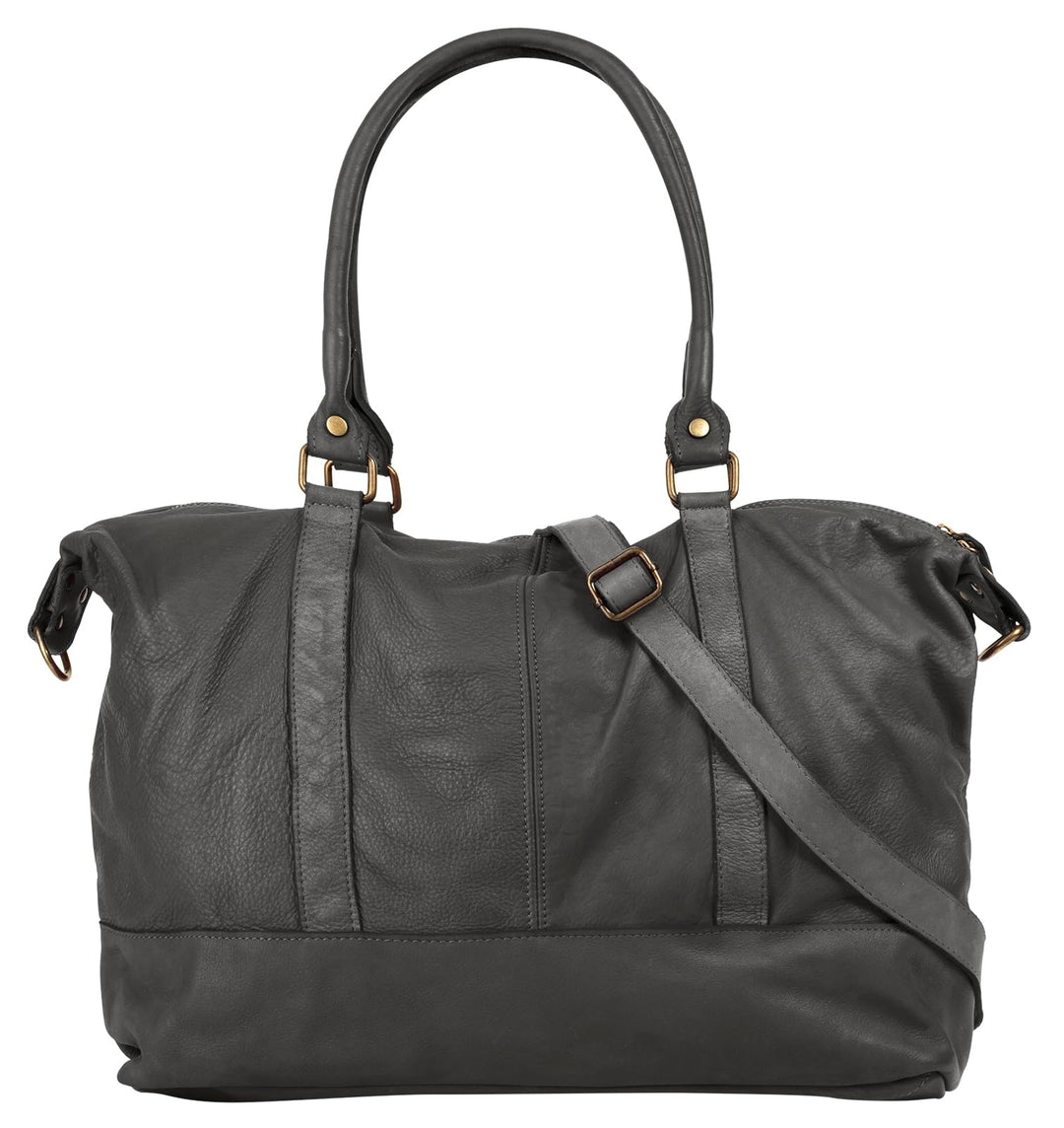 Reisetasche Echt Leder Damen Made in Italy | Weekender mit Schultergurt | Handgepäck mit Reissversch