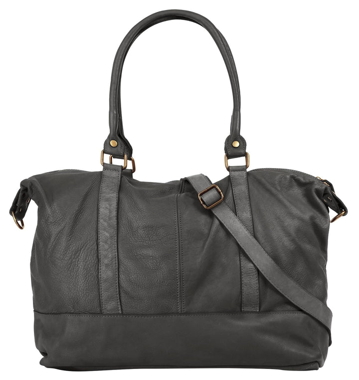 Reisetasche Echt Leder Damen Made in Italy | Weekender mit Schultergurt | Handgepäck mit Reissversch