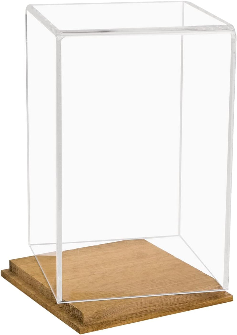 HMF 46881 Acryl Vitrine / Schaukasten mit Holzsockel für Figuren | 14 x 14 x 22 cm | Transparent 22