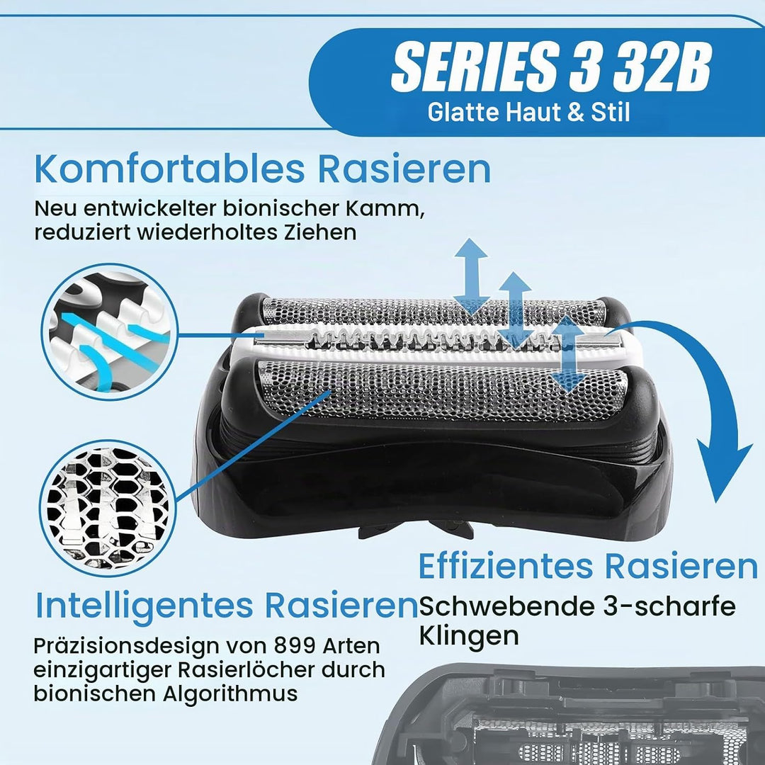 2 Stück 32B Scherkopf Serie 3, Elektrischer S3 Rasierkopf Kompatibel MitSeries 3, S3 Scherkopf Ersat
