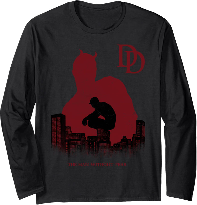 Marvel Daredevil The Man Without Fear Crouch On Skyline Langarmshirt
