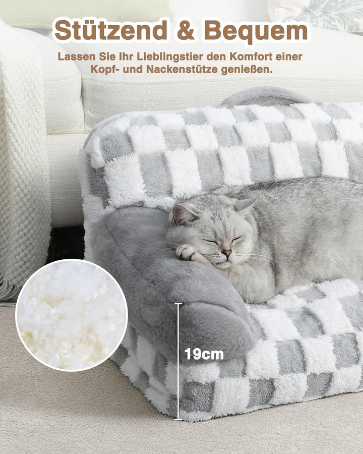 KSIIA Orthopädisches Katzenbett Flauschig 66x37cm, Abnehmbar Katzensofa Hundebett Waschbar, Hundesof