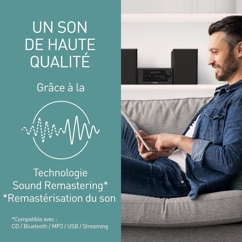 Panasonic SC-PM702EG-K Neat Kompakte Stereoanlage Micro HiFi mit CD, DAB+/FM Radio, USB und Bluetoot