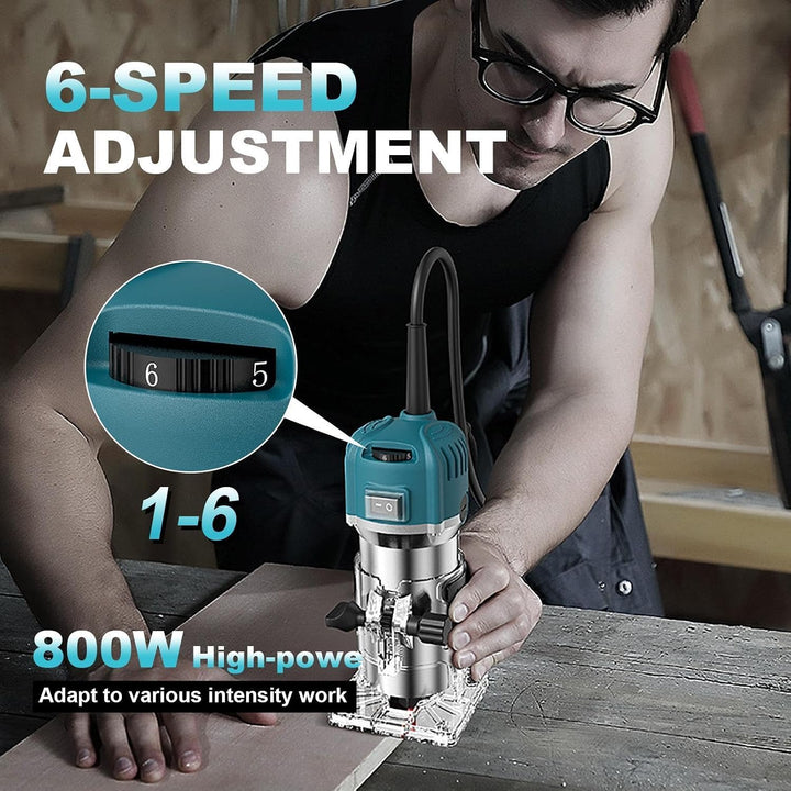 Holzbearbeitungsrouter, Palm Route 800W, Palm Router Mit 15-tlg Fräser Set | 220 V Elektriklaminat T