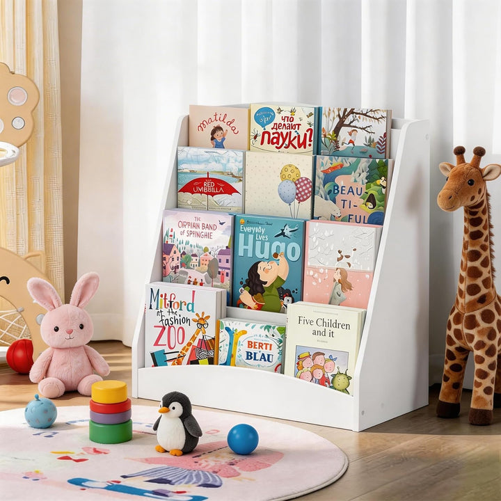 1 Stück Bücherregal Kinder mit 4 Offenen Fächern, Buchregal Bücher Regal Kinderregal Kinderzimmer Au
