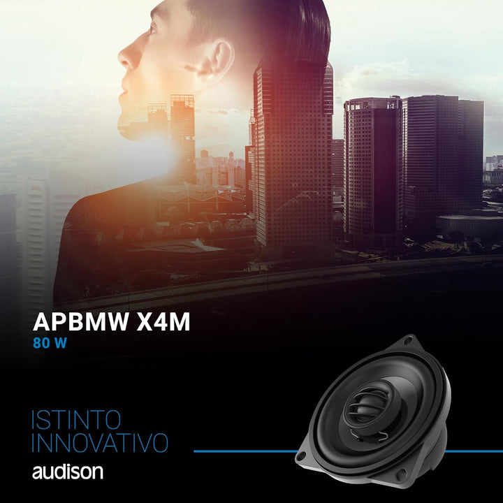 Audison APBMW X4M – 100-mm 2-Wege-Koaxiallautsprecher-Paar für BMW/MINI, 80W Peak, Plug & Play-Monta