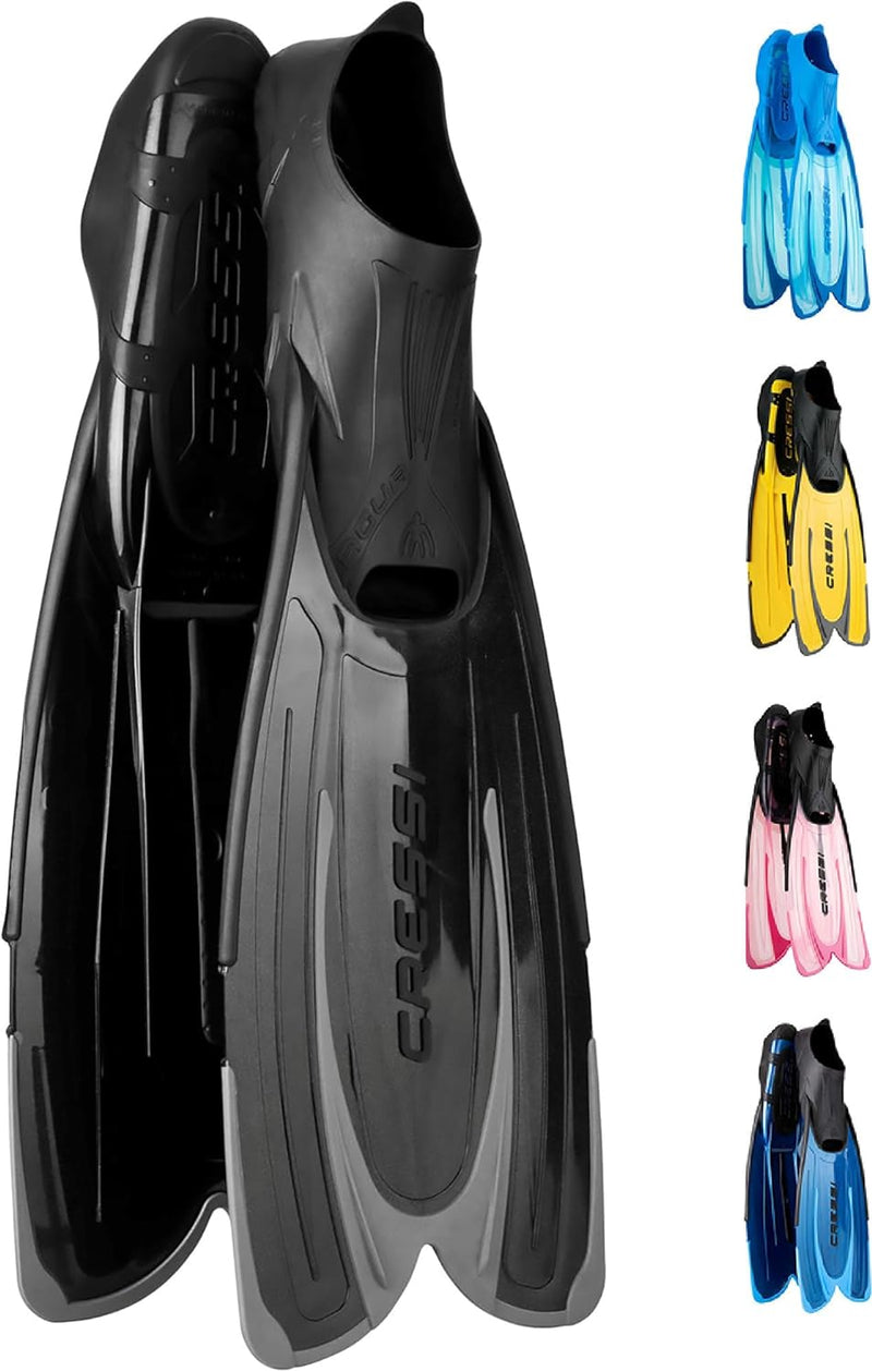 Cressi Agua Premium Flossen Self Adjusting zum Tauchen, Apnoe, Schnorcheln und Schwimmen Schwarz 41/