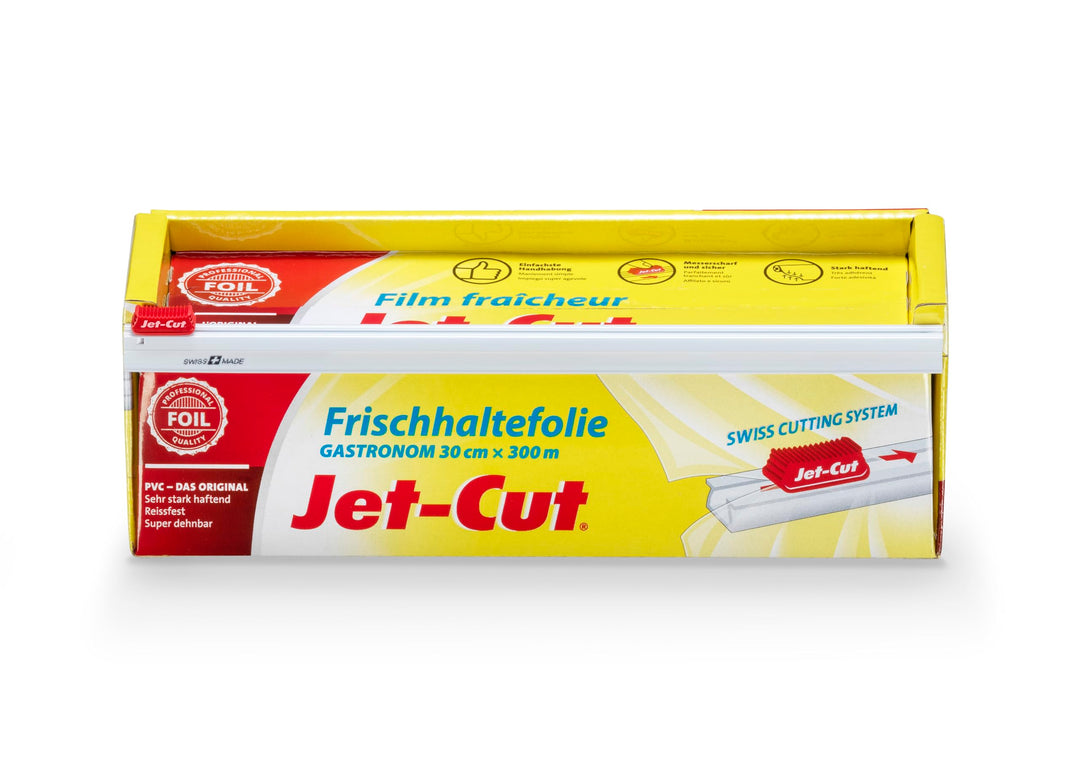 Jet-Cut Frischhaltefolie zum Schneiden, Gastronomie 30cm x 300m, PVC transparent, 1 Stück 300x0.3 m