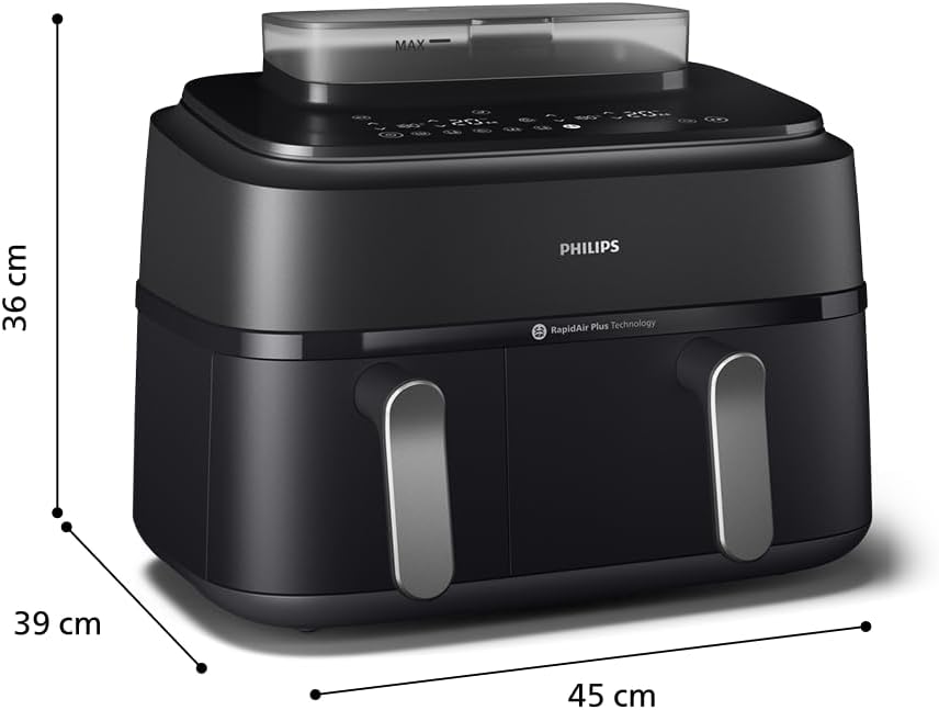 Philips Steam Airfryer 5000 Series Dual Basket Heissluftfritteuse mit Dampfgar-Funktion & 2 Körben –
