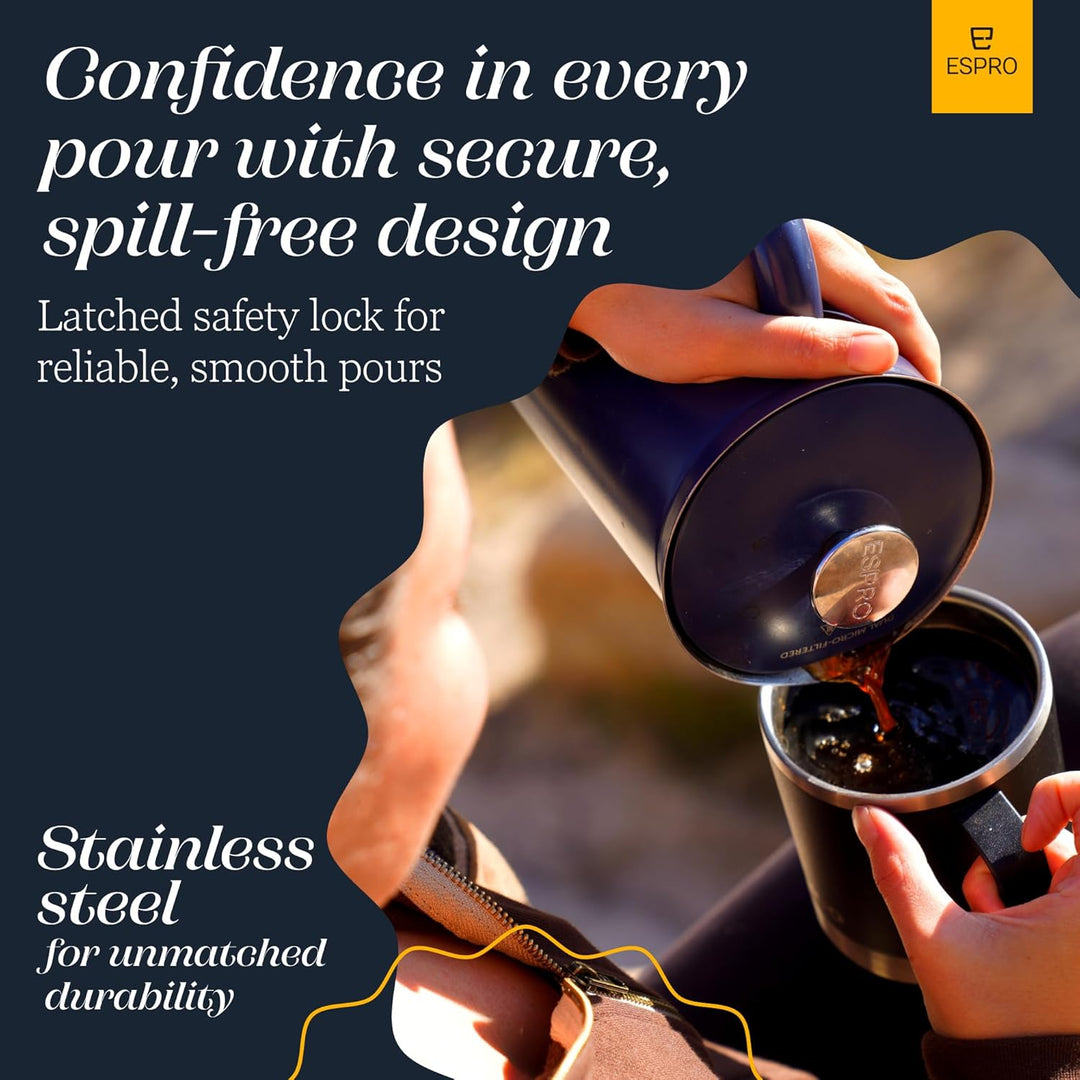 ESPRO - P7 French Press - Double Walled Stainless Steel Insulated Coffee and Tea Maker with Micro-Fi