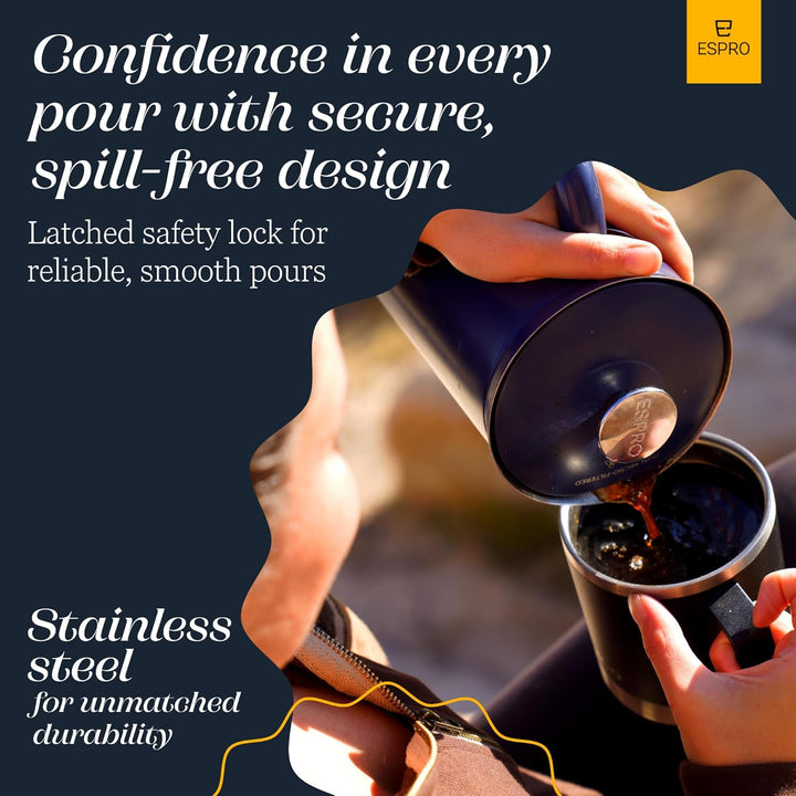 ESPRO - P7 French Press - Double Walled Stainless Steel Insulated Coffee and Tea Maker with Micro-Fi
