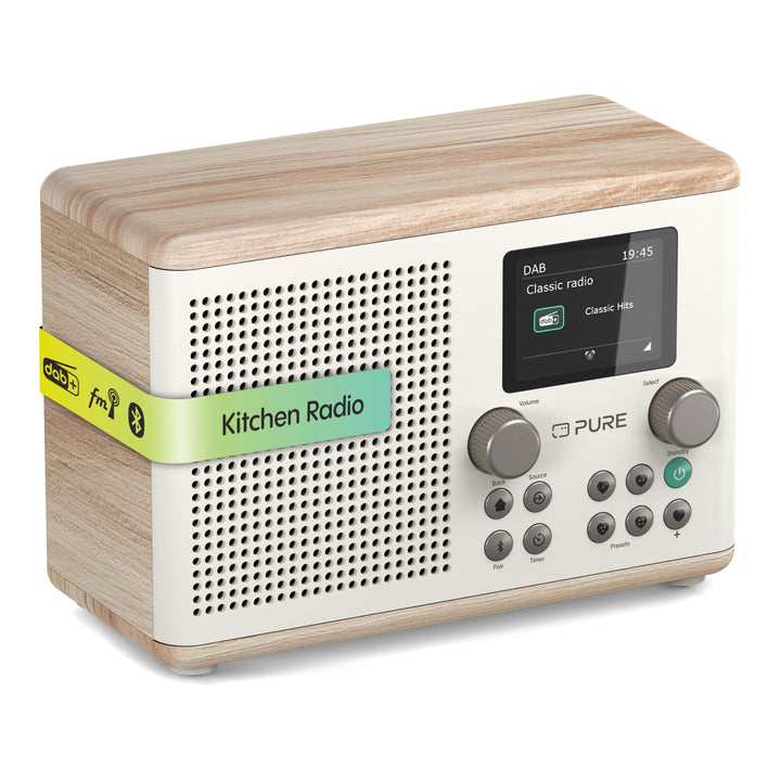 Pure Classic H4 Digitales Küchenradio (DAB+/FM, Bluetooth, USB, AUX, Küchentimer, Wecker) Weiss, Wei