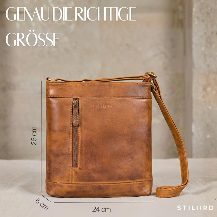 STILORD Moni Stylishe Crossbody Bag Damen Leder Mittel-Gross - Freizeittasche Echtleder Handtasche V