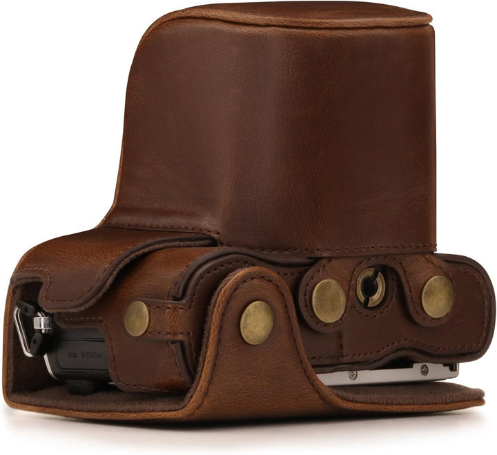 MegaGear MG1452 Olympus PEN E-PL9 (14-42mm) Ever Ready Leder Kamera-Case mit Trageriemen – Dunkelbra