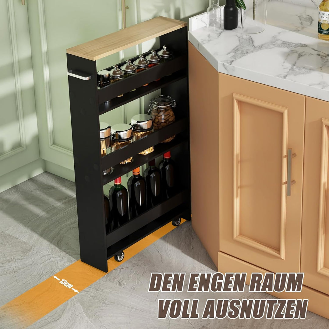 GIANTEX Nischenregal 13cm breit, Küchenregal Küchenschrank Küchenwagen, Nischenschrank Nischenwagen