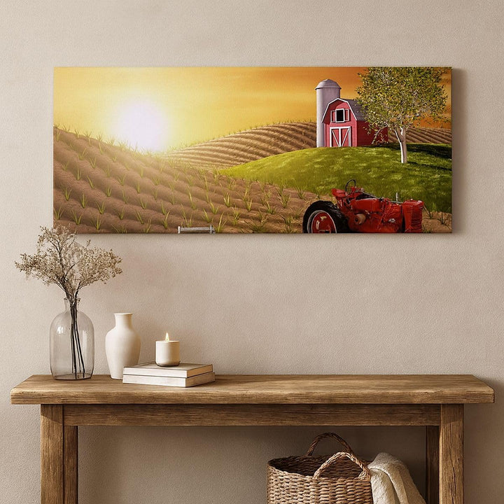 Wandbilder Dekoration Wohnzimmer Morgen Bauernhof Feld Plantage Panorama Bilder auf Leinwand 120x50c