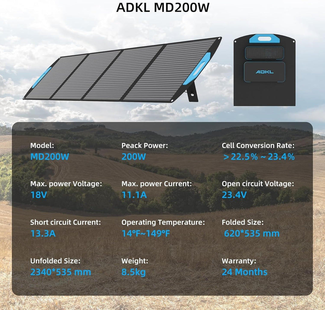 Tragbare Faltbar Solarpanel 200W, Monokristalline Solarmodule für Mobile Powerstation,Photovoltaik M