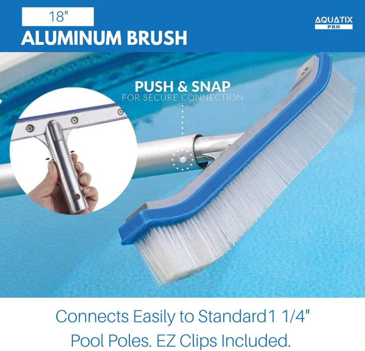 Aquatix Pro Poolbürste, reinigingsborstel voor zwembaden, Aluminium, 45,7 cm, met EZ-Clips; deze rob
