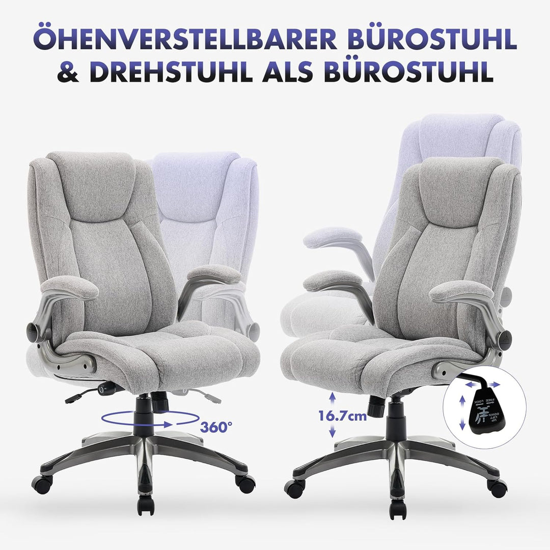 COLAMY Bürostuhl Ergonomisch, Chefsessel mit Hoher Rückenlehne, Ergonomischer 360° Drehstuhl für Bür
