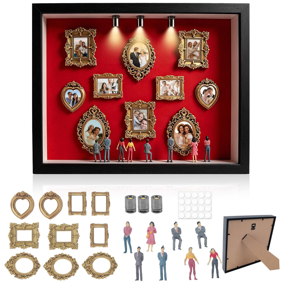 Kitimi Mini Museum Bilderrahmen, DIY Mini Museum Silhouette Box mit LED Licht, DIY Fotospeicher Bild