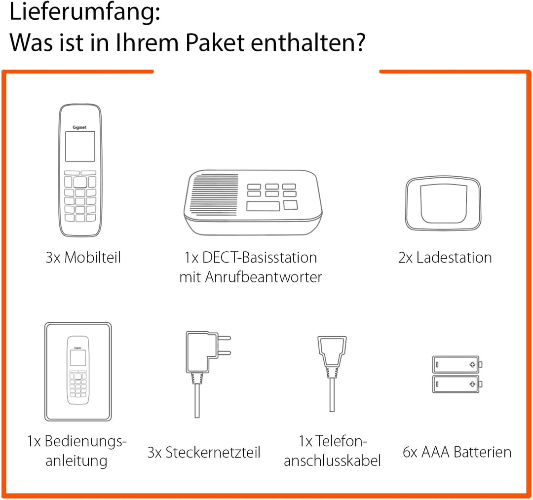 Gigaset AS690A Trio - 3 Schnurlose DECT-Telefone mit Anrufbeantworter - kontrastreiches Display - br