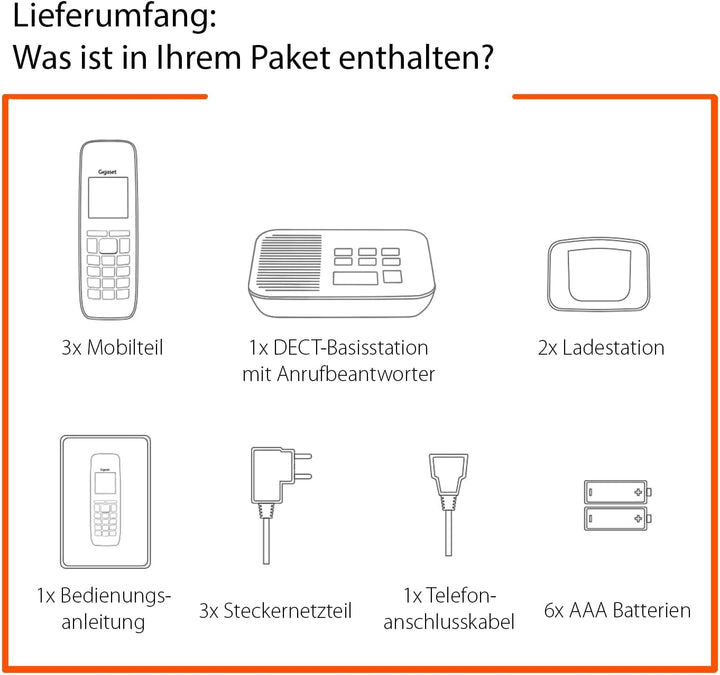 Gigaset AS690A Trio - 3 Schnurlose DECT-Telefone mit Anrufbeantworter - kontrastreiches Display - br
