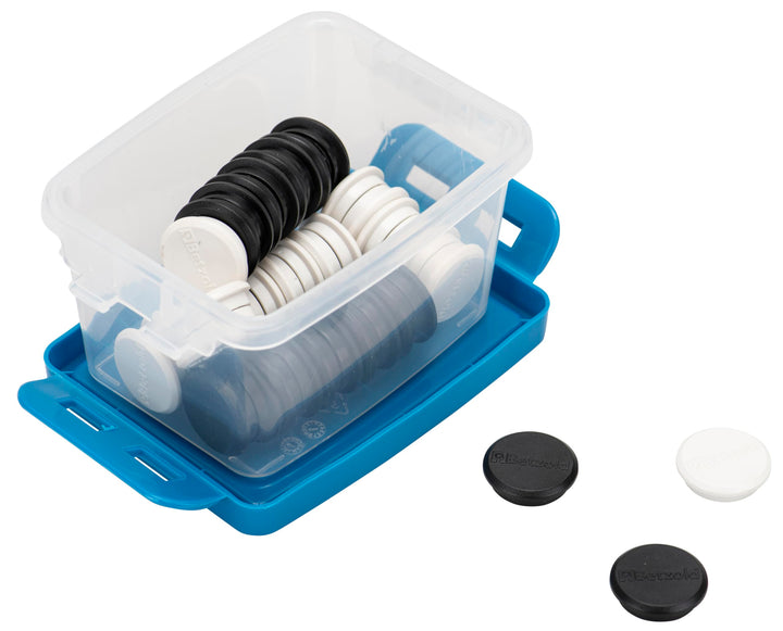 Betzold - Greif-Magnete in Kunststoffbox - Lehrerbedarf Schul-Unterricht 2 cm - schwarz/weiss - 40 S