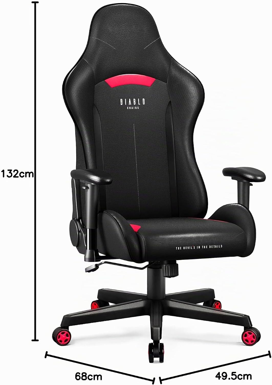 Diablo Gamer Stuhl Stoff | Gaming Stuhl Ergonomisch mit Stoffbezug, Verstellbare Armlehnen, Kippmech