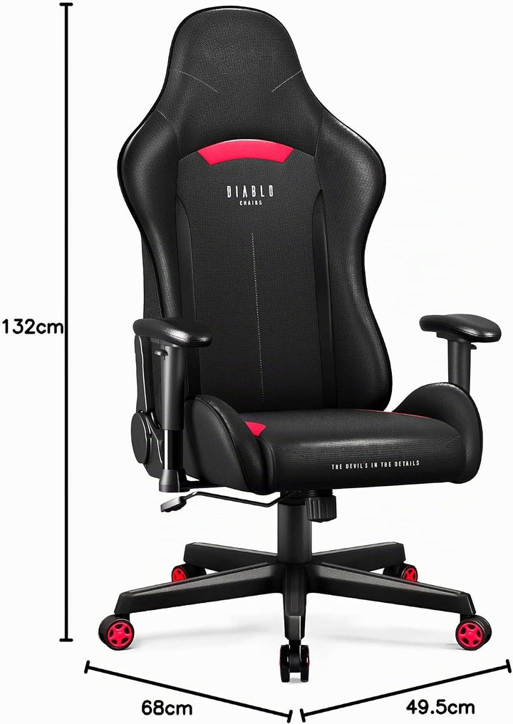 Diablo Gamer Stuhl Stoff | Gaming Stuhl Ergonomisch mit Stoffbezug, Verstellbare Armlehnen, Kippmech