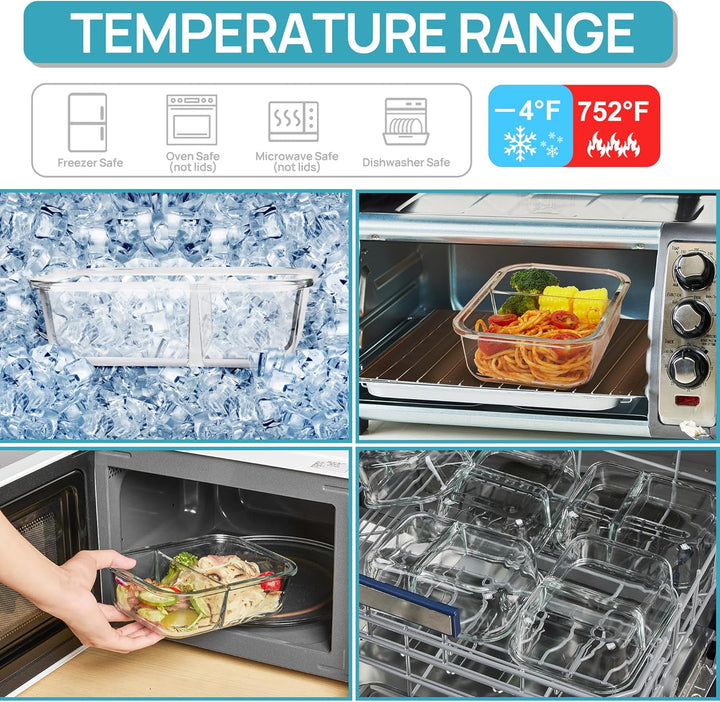 Vtopmart 5er 33oz GlasbehäLter mit Deckel, Meal Prep Boxen Glas, Frischhaltedosen Glas mit Deckel fü