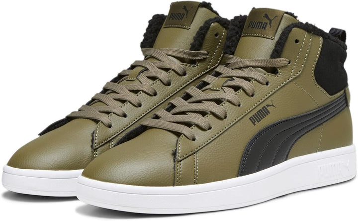 PUMA Unisex Smash 3.0 Mid WTR Sneaker, Olive Drab Puma Black Puma White