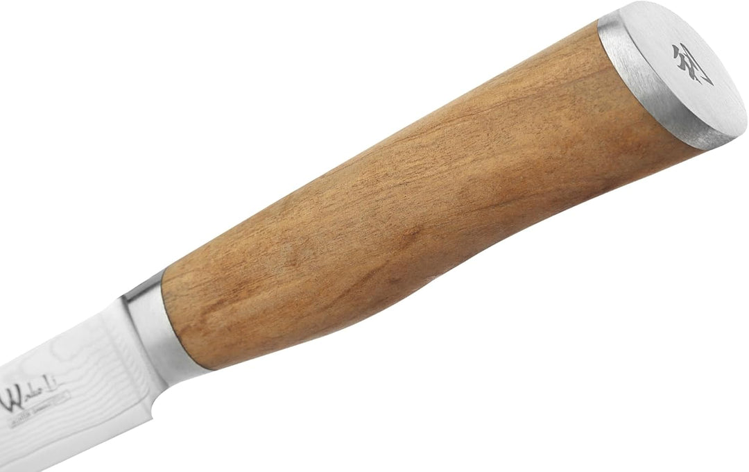 Wakoli Oliven Damastmesser - sehr hochwertiges Profi Messer mit Olivenholz Griff mit Damast Klinge,