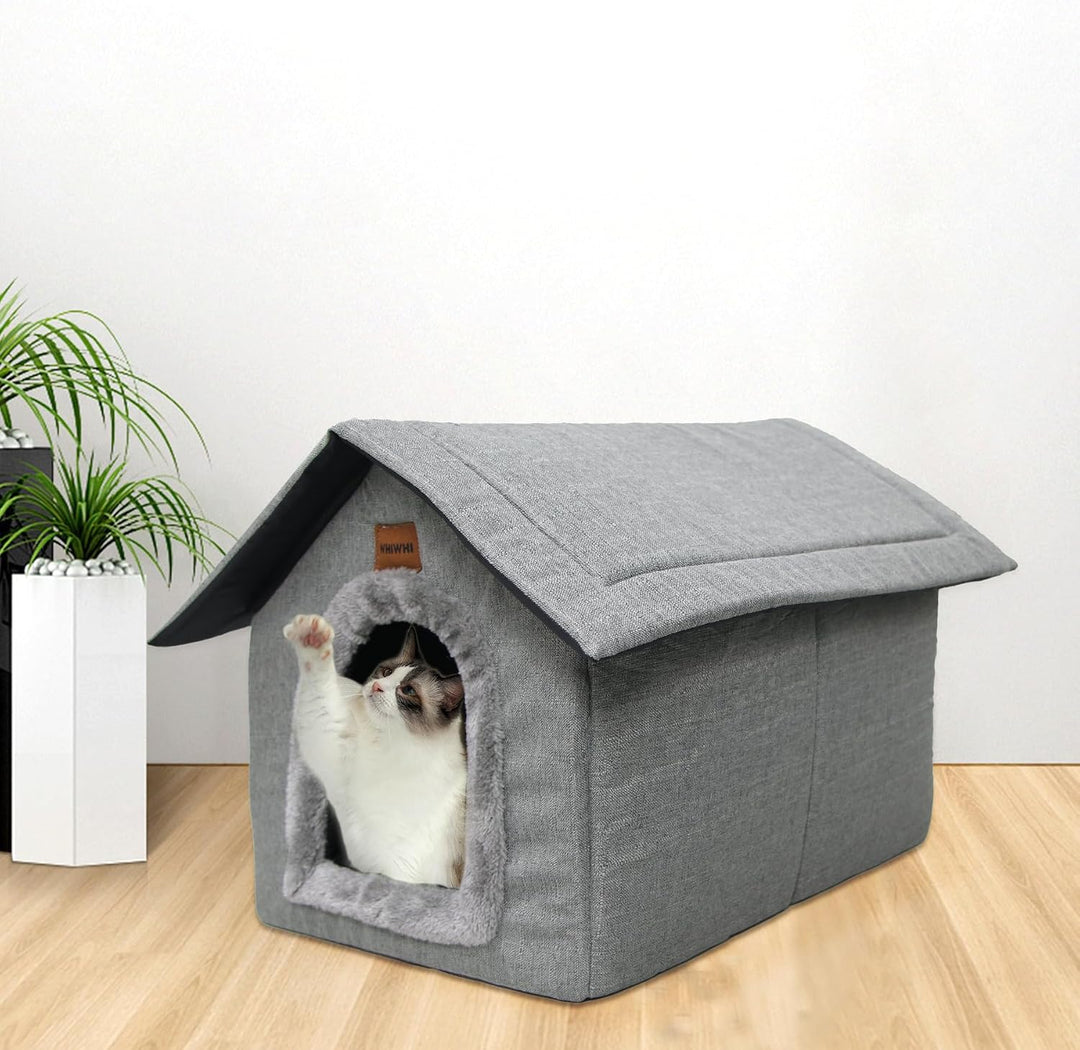 Hundehütte Hundehöhle mit Abnehmbarem Plüschkissen Katzenhöhle Haustierhaus Warmes Und Gemütliches H
