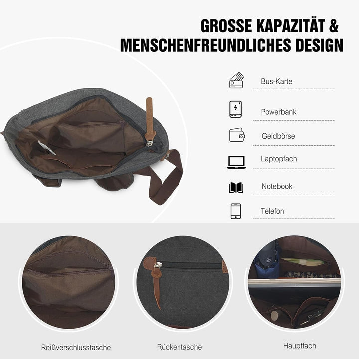 FANDARE Neu Retro Messenger Bag Umhängetasche Schultertasche 14 Zoll Laptoprucksäcke Herren Tasche K
