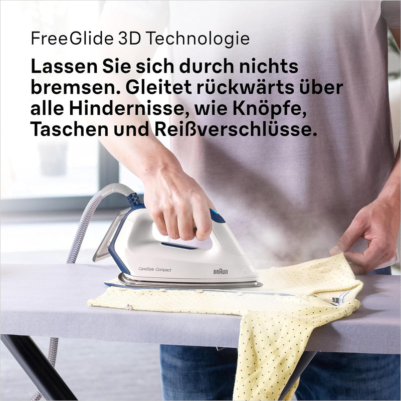 Braun CareStyle Compact IS 2143 Dampfbügelstation - Dampfbügeleisen mit FreeGlide 3D Bügelsohle, Ver