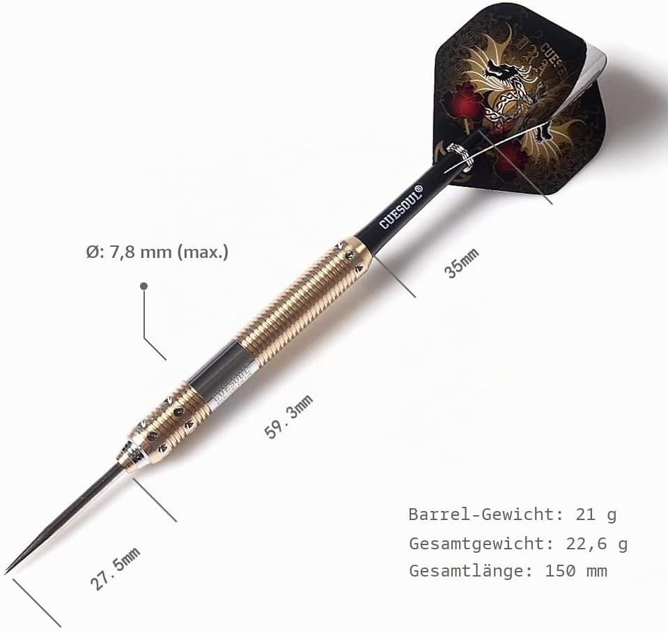 CUESOUL Dragon Deluxe Messing Steel Dartpfeile, 21 Gramm F2301 21 Grams, F2301 21 Grams