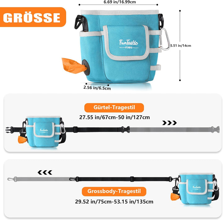 Hunde Leckerlibeutel mit Magnet-Verschluss & 3-Tragearten - 900D wasserfester Futterbeutel, 4 Fächer