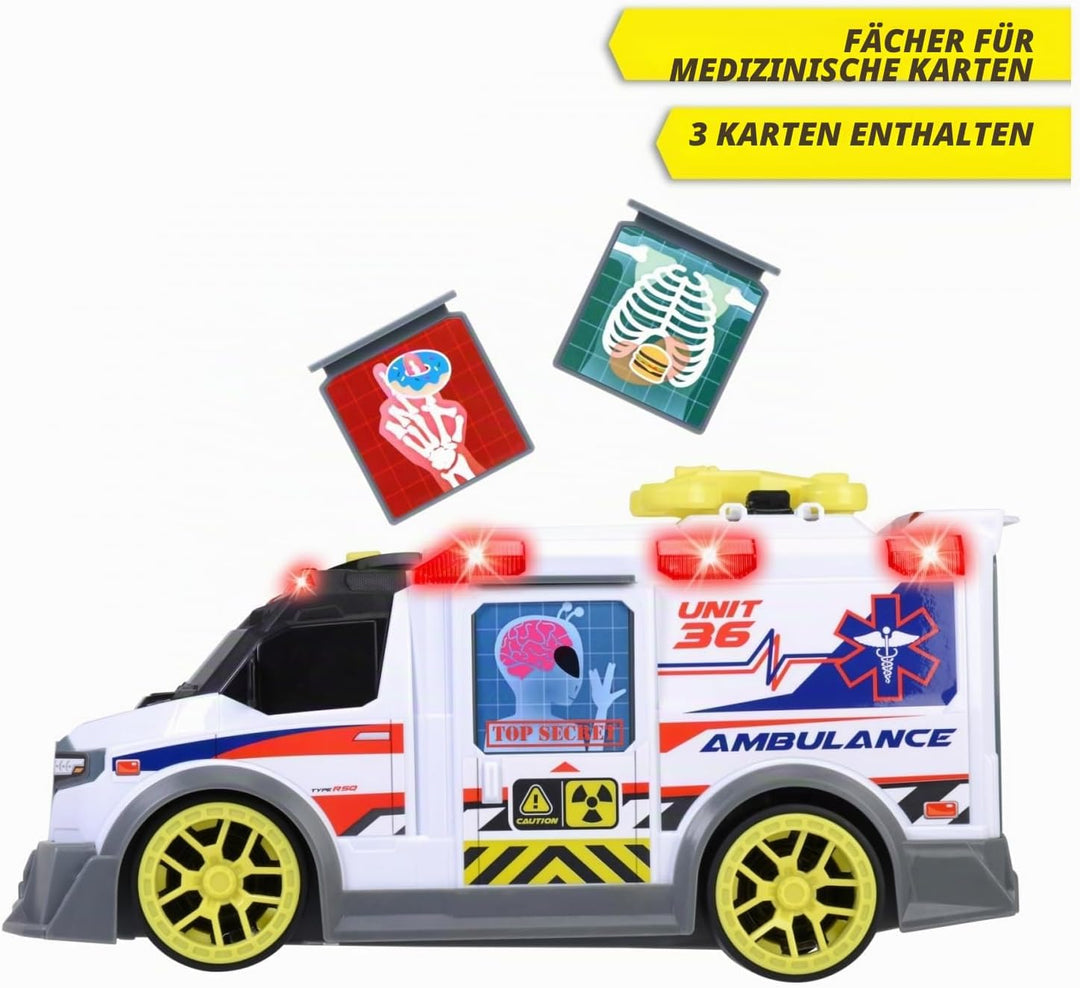 Dickie Toys - grosser Spielzeug-Krankenwagen mit vielen Extras (35,5 cm) - Rettungswagen mit Spiel-D