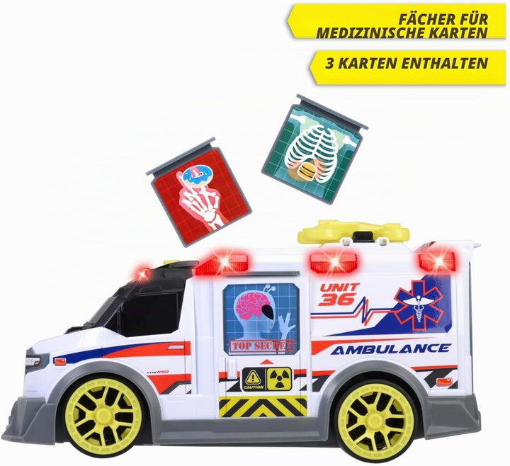 Dickie Toys - grosser Spielzeug-Krankenwagen mit vielen Extras (35,5 cm) - Rettungswagen mit Spiel-D