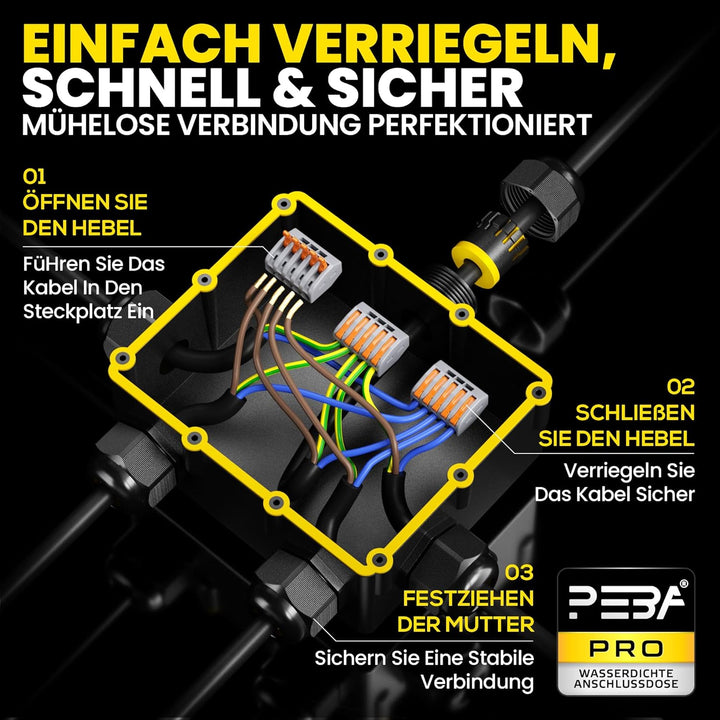 PEBA Abzweigdose IP68 Verteilerdose Wasserdichte Kabelverbinder Klemmdose für Aussen 5-Wege für Kabe