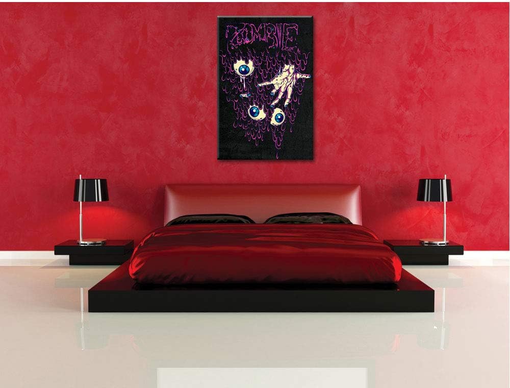 Dark Zombie-Eyes black Leinwandbild Bild auf Leinwand, XXL riesige Bilder fertig gerahmt mit Keilrah