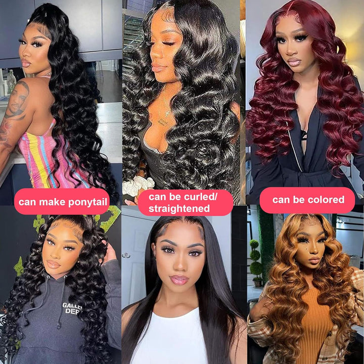 Huarisi Loose Wave Human Hair Bundles, Brazilian Hair 4 Bundles 12 14 16 18 inch, Brazilian Virgin H