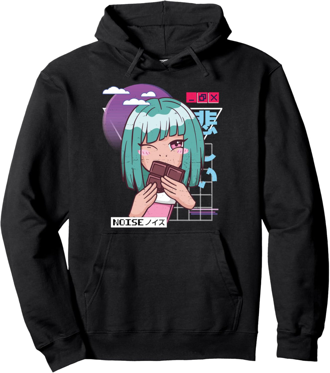 Vaporwave - Kawaii Aesthetic - Japanese Korean - Anime Girl Pullover Hoodie