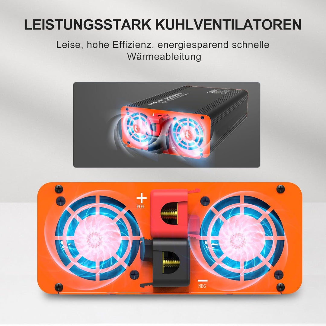 DATOUBOSS 2000W Reiner Sinus Wechselrichter 12V auf 230V (4000W Peak), Spannungswandler mit Funkfern