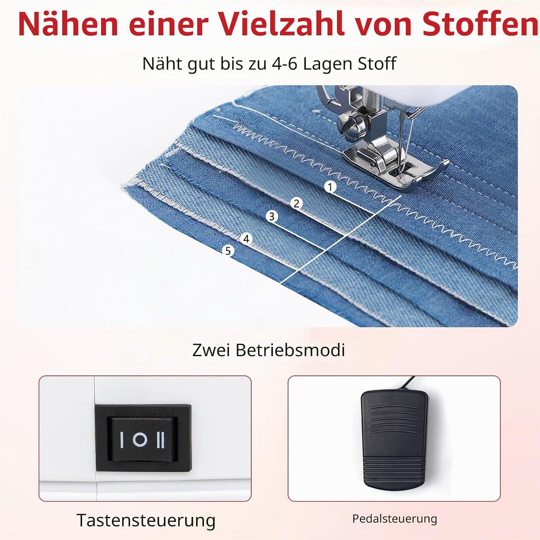 Nähmaschine für Anfänger &amp; Kinder, Kleine nähmaschinen Mit 12 Stichprogrammen, Mini Sewing Machine T