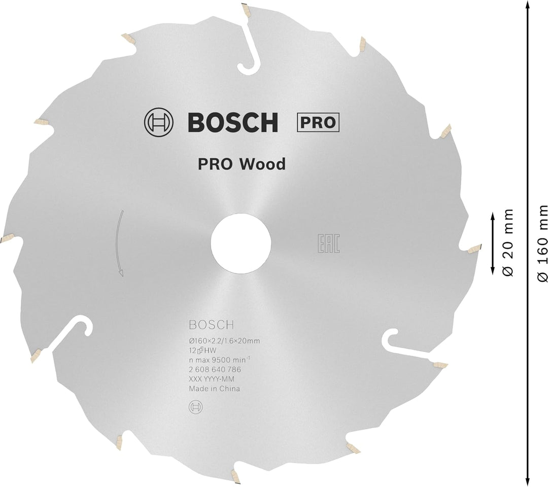 Bosch 1x PRO Wood Kreissägeblatt für Akku-Handkreissägen (für Weichholz, Hartholz, Ø mm, Professiona