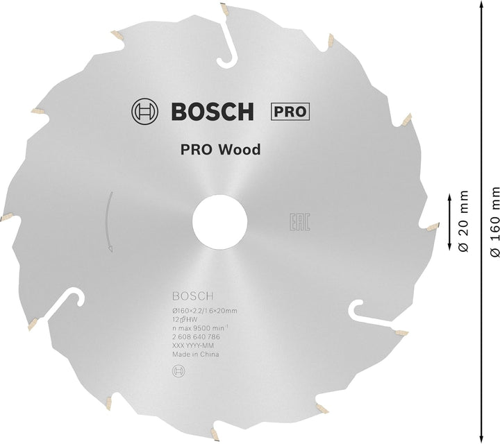 Bosch 1x PRO Wood Kreissägeblatt für Akku-Handkreissägen (für Weichholz, Hartholz, Ø mm, Professiona