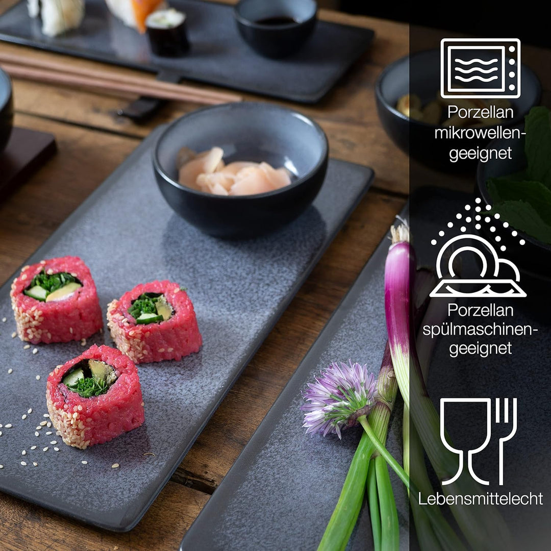 Moritz & Moritz Sushi Geschirr Set für 4 Personen - 29 Teile - Sushi Servierset mit 3X Sushi-Platte