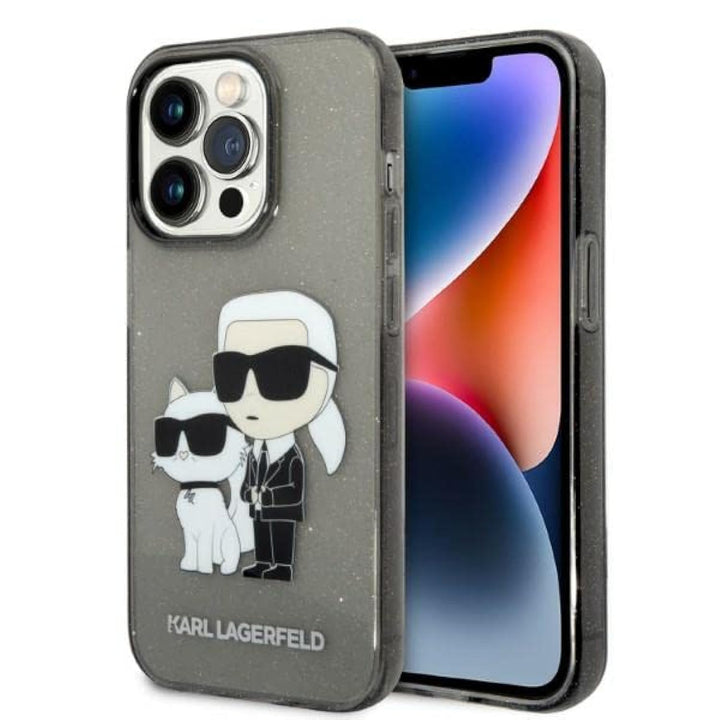 Karl Lagerfeld KLHCP14XHNKCTGK Hülle für iPhone 14 Pro Max 6,7" Schwarz hardcase Gliter Karl&Choupet